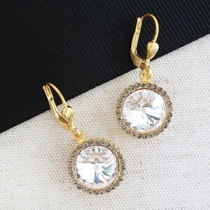 Catherine Popesco Rivoli Crystal Drop Earrings, Clear, Black Diamond Border